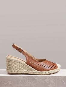 Styleloop Ladies, Rubber Band Cross Strap, Straw Rope, Sandals, High Heels. Fall Shoes - Brown - View 1