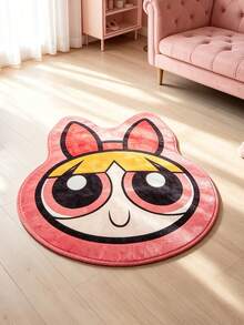 THE POWERPUFF GIRLS X SHEIN 1件裝 LOGO裝飾地毯 - 紅色 - 查看 2