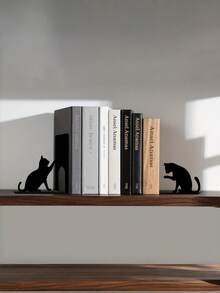 2PCS Metal Bookends Sturdy Nonslip Durable Decorative Bookshelf Supports Home Office Organizers Modern Study Art Decor Shelf Stands Non Scratch Base Gift For Readers Book Lovers Students Teachers Christmas Housewarming Trending - A - View 2