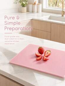 Teckwe 1 buah Talenan Bolak-balik Warna Pink, Piring Potong Makanan Mudah Dicuci, Papan Persiapan Dapur untuk Roti, Buah, dan Sayuran, Alat Rumah Tangga Multifungsi untuk Pembuatan Makanan Sehari-hari di Dapur - View 2