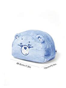 SHEIN X Care Bears 1Pc Blue Plush Material Embroidered Tissue Box, Cute Three-Dimensional Image, Exquisite Embroidery, Can Be Placed At Home, Car, Office. Suitable For Paper Drawing Of Various Sizes - Blue - View 3