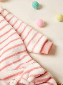 PETSIN 1pc Pet Cat Dog Universal Pink Stripe Classic Fashion Autumn And Winter Plush Warm And Comfortable Round Neck Dog Jumpsuit - Multicolor - View 9