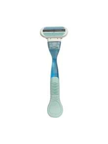 1 Handle + 8/12 Blades Set, Women'S Manual Razor, Face & Bikini Line Hair Removal Tool, 3-Layer Stainless Steel Blades, Replaceable Blades - Blue - View 7