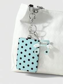 ROMWE Anime 1 Simple High-End Casual Blue Polka Dot Wing Note Star Pickup Cover, Card Card, Student ID Card Cover DIY Keychain, Bag Pendant, Daily Wear - Blue - View 2