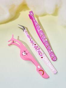 SHEIN X Care Bears 可愛熊圖案假睫毛貼敷器與鑷子套組，可單獨購買或以套組販售，易於使用於假睫毛貼敷 - 彩色 - 查看 3