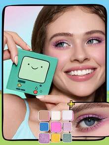 ADVENTURE TIME X SHEIN 1件 9色眼影盤，彩色調色盤，可愛IP設計，精緻小巧，高顯色眼影 - 馬卡龍撞色 - 查看 1