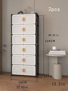 1pc Dust-Proof Storage Cabinet With Door, Wardrobe, Shoe Cabinet, Bookshelf, Storage Rack With Drawer, Space-Saving, Sturdy, Stylish, Easy Assembly And Disassembly, Portable, Suitable For Living Room, Bedroom - Multicolor - View 10