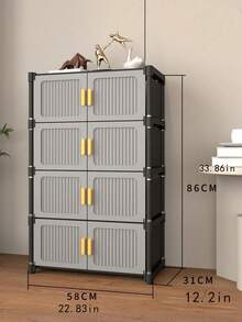 1pc Dust-Proof Storage Cabinet With Door, Wardrobe, Shoe Cabinet, Bookshelf, Storage Rack With Drawer, Space-Saving, Sturdy, Stylish, Easy Assembly And Disassembly, Portable, Suitable For Living Room, Bedroom - Multicolor - View 6