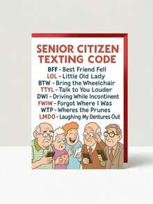 1pc "Senior Citizen Texting Code" Funny Birthday Card With Envelope, Humorous Senior Joke Greeting For Grandparents & Older Friends, Suitable For Birthdays & Milestones, Blank Inside - multicolor - View 10