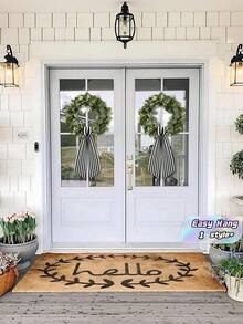 1 2 Packs Boxwood Wreath Belt Decor Black And White Striped Ribbon For Front Door Porch Hanging Farmhouse Style Home Decoration - D - View 1