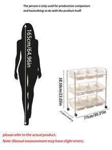 Mobile Storage Trolley With Angled Open Bins, Multi-Functional Hardware Tool Sorting Shelf. Suitable For Storing Toys, Snacks And Sundries; Multi-Layer Storage Rack With Universal Casters For Workshop And Household Material Organization. - Multicolor - View 3