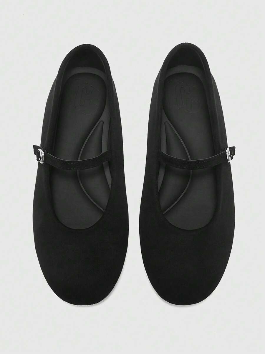 CUCCOO BIZCHIC Round Toe Women's Shoes, Low Vamp Comfortable Solid Color Flats, Suitable For Leisure Commuting And Versatile Vacation Fall Shoes - Black - View 1