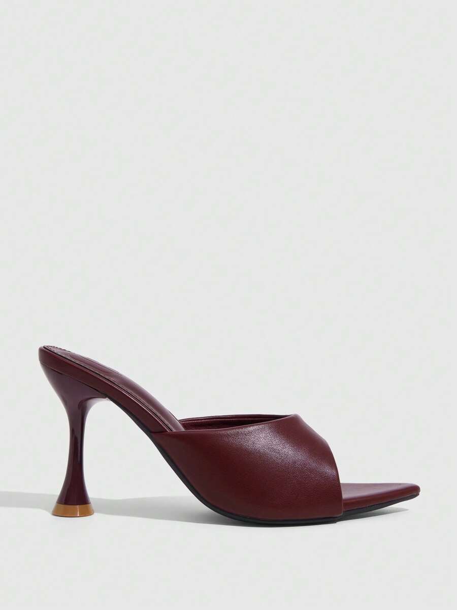 CUCCOO SZL Ladies' Pointed Toe Wine Glasses With A One-Piece Slouchy High-Heeled Sandals, Minimalist And High-End Style, Versatile For Summer Commuting - Burgundy - View 1
