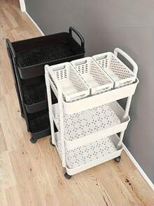 1PC Heavy Duty Multi Tier Portable Rolling Storage Cart Easy Assemble Compact Plastic Shelf Unit Fit Small Space Kitchen Bathroom Bedroom Office Home Commercial Storage Accessory - Multicolor - View 10