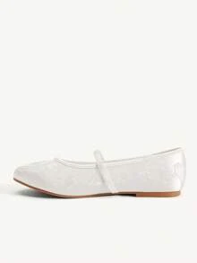CUCCOO CHICEST 女款白色緞面刺繡時尚度假沙灘優雅平底鞋 - 白色色丁 - 查看 4