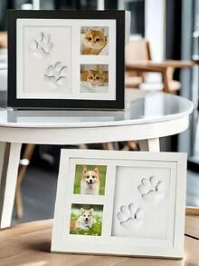 1Pc Universal Size Non Ink Clean Touch Non Marking Reusable Mess Free Pet Paw Print Hand And Foot Print Dog Nose Print Set With Photo Frame White Clear Imprint Multicolor Design Pet Souvenir For Pet Lovers Pet Enthusiasts For Memorial Keepsake - 1 set - View 2