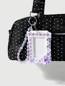 ROMWE Anime 1 Unique And Sweet High-End Multi-Color Fine-Glitter Beaded Guitar Love Note Lace Star Button DIY Keychain Bag Pendant, Suitable For Girls To Wear - Multicolor - View 2
