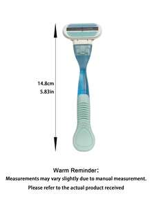 1 Handle + 8/12 Blades Set, Women'S Manual Razor, Face & Bikini Line Hair Removal Tool, 3-Layer Stainless Steel Blades, Replaceable Blades - Blue - View 2