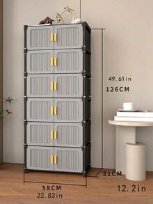 1pc Dust-Proof Storage Cabinet With Door, Wardrobe, Shoe Cabinet, Bookshelf, Storage Rack With Drawer, Space-Saving, Sturdy, Stylish, Easy Assembly And Disassembly, Portable, Suitable For Living Room, Bedroom - Multicolor - View 11