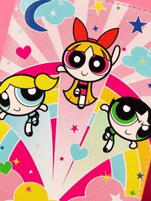 THE POWERPUFF GIRLS X SHEIN 1/1 Set Of PU Leather Passport Holder And Luggage Tag, Can Store Passports, Boarding Passes, Including Two Card Slots, Suitable For Men, Women, Teenag - Multicolor - View 5