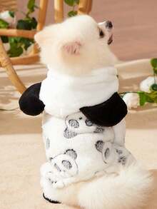 PETSIN 1pc Panda Head Print Cosplay Pet Jumpsuit Autumn And Winter Thick Warm Flannel Pet Clothing - Multicolor - View 11