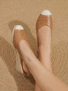 Styleloop Ladies, Rubber Band Cross Strap, Straw Rope, Sandals, High Heels. Fall Shoes - Burnt Orange - View 6