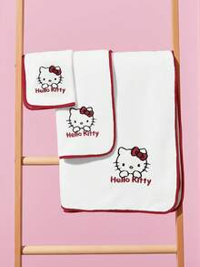 HELLO KITTY AND FRIENDS | SHEIN 1/3件組粉色毛巾套裝，精緻刺繡 Betty 紅唇設計，吸水布料，多種尺寸，適合沐浴、游泳、旅行使用 - 紅白色 - 查看 1