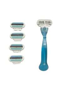1 Handle + 8/12 Blades Set, Women'S Manual Razor, Face & Bikini Line Hair Removal Tool, 3-Layer Stainless Steel Blades, Replaceable Blades - Blue - View 6