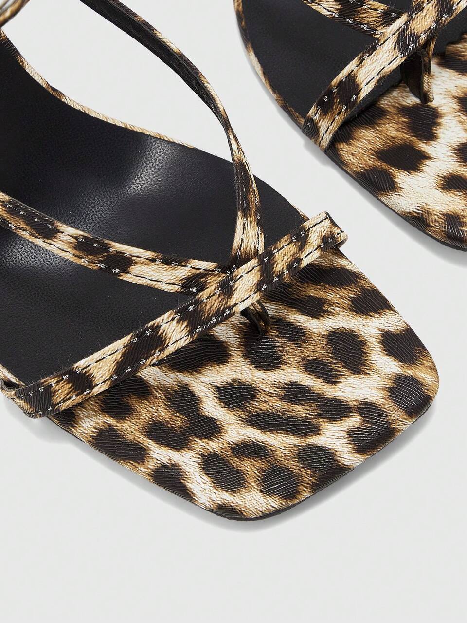 CUCCOO BIZCHIC Women Shoes Spring And Summer New Brown Leopard Print Ankle Strap Thin Strip Women's High-Heeled Sandals Fashionable And Comfortable Versatile Sexy