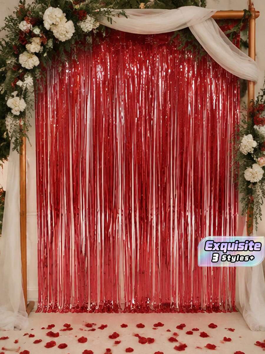 Shiny Tinsel Fringe Streamers For Party Backdrop Decorations, Wedding & Birthday Scene Layout Supplies - multicolor - View 1
