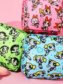 THE POWERPUFF GIRLS X SHEIN Feitian Full Version Square Storage Bag, Zipper Sealed, Can Store Sanitary Napkins, Makeup, Earphone Data Cables, Support Single Or Complete Sets, Girls Commuting, Traveling Portable Multi-Functional Sundries Makeup Storage Bag - Multicolor - View 2