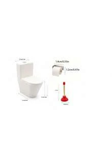 MINKOJA 1/2 Buah Miniatur Toilet Rumah Boneka, Plunger Toilet Mini, Tempat Tisu Kecil, Model Adegan Kamar Mandi Mini - MultiWarna - View 12