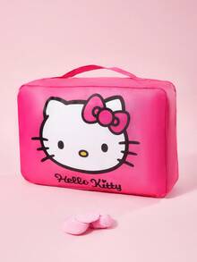 HELLO KITTY AND FRIENDS | SHEIN Cute Pink Zipper Travel Clothing Pouches With Cartoon Prints, Single/Set Options. Spacious Interior To Store Garments And Underwears For Trips - Pink rose red white - View 4