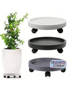 Plastic Flowerpot Tray With 4 Smooth Rollers And Thickened Base - Circular High-Quality Design, Suitable For Large Flowerpots, Garden Flowerpots, Indoor/Outdoor Garden Use - multicolor - View 1