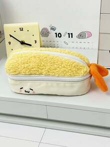 1PC Large Capacity Double Layer Cute Shrimp Shape Pencil Case Pen Bag Multifunctional Stationery Organizer For School Student Desk Storage High Appearance Ins Style Gift - Single Piece - View 6