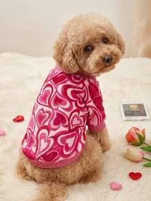 PETSIN 1 Pc Fleece Heart Print Warm Crewneck For Pet Dogs & Cats, Universal - Multicolor - View 2