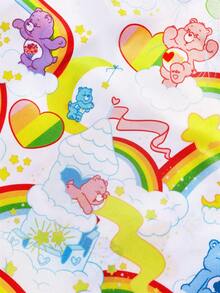 SHEIN X Care Bears 彩色熊緞面抽繩收納袋，柔軟絲滑布料，防塵抽繩設計，適合旅行衣物與盥洗用品收納 - 粉綠黃 - 查看 4