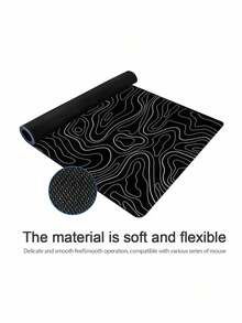 1PC Extra Large Washable Rubber Non Slip Keyboard Pad Mouse Mat Black Line Pattern Desk Pad For Gaming Office Home Computer Setup Learning Essentials Waterproof Durable Smooth Surface Desk Organizer - black line - View 9