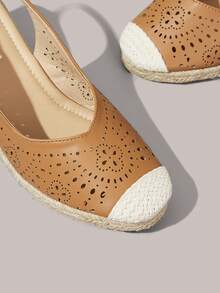 Styleloop Ladies, Rubber Band Cross Strap, Straw Rope, Sandals, High Heels. Fall Shoes - Burnt Orange - View 5