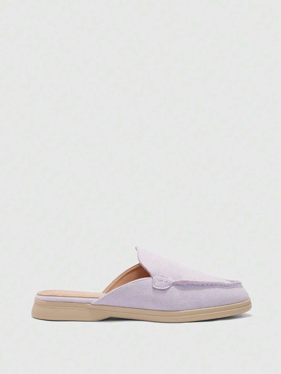 CUCCOO BIZCHIC Fashion Light Purple Suede Comfortable Commuter Women's Flat Mules Shoes Women's Flat Shoes Slippers Suitable For Outdoor Shopping And Work Dating Fall Shoes