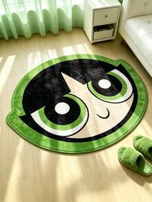 THE POWERPUFF GIRLS X SHEIN 1 Piece LOGO Decorative Carpet - Green - View 2