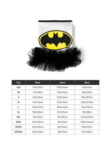 BATMAN X SHEIN 四季通用印花寵物無袖薄紗芭蕾裙，可愛公主裙，XXS-XXXXXL 全尺寸，狗狗與貓咪日常散步穿著 - 灰色 - 查看 7