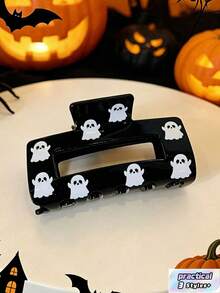 1cp Halloween Ghost Print Hair Clips Holiday Outfit Accessory Theme Event Souvenir Party Costume Cosplay Decor Fun Halloween Gift - A - View 1