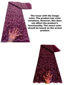 1pc Leaf-Design French Net Lace Fabric, Perfect For Nigerian Wedding Dresses, Elegant Bridal Gowns, And DIY Sewing Craft Projects - A - View 7