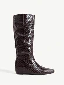 CUCCOO CHICEST Women's Shoes Autumn And Winter Woven High Boots Inner Heightening Retro Boots - reddish brown - View 8