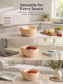 3D-Printed Automatic Fruit Washer Spinner Bowl, Fruit Cleaner Bowls, Multipurpose Rinse Drain Basket, Portable Fruits Cleaning Drain Tool For Home Kitchen, Quick Rinse And Dry Basket Kitchen Gadget - Multicolor - View 4
