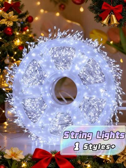 Cadena de 300 LED de luz blanca, alimentada por batería, adecuada para fiestas interiores y árboles de Navidad (excluyendo baterías, requiere tres baterías AA).