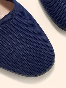 CUCCOO BASICS Women's Shoes Spring And Summer Simple Classic Woven Material Round Toe Short Heel Shoes Suitable For Commuting Dating Parties Parties - dark blue - View 4