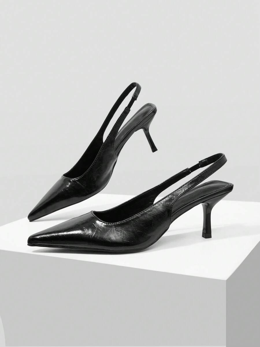 MOTF PREMIUM POINTED TOE SLINGBACKS HIGH HEEL PUMPS FOR CHRISTMAS SPRING SHOES - Advanced Black - View 2