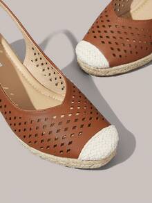 Styleloop Ladies, Rubber Band Cross Strap, Straw Rope, Sandals, High Heels. Fall Shoes - Brown - View 5